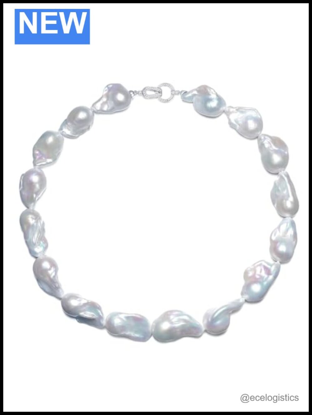 Baroque Freshwater Pearl Necklace 14-18mm Sterling Silver Clasp Handmade